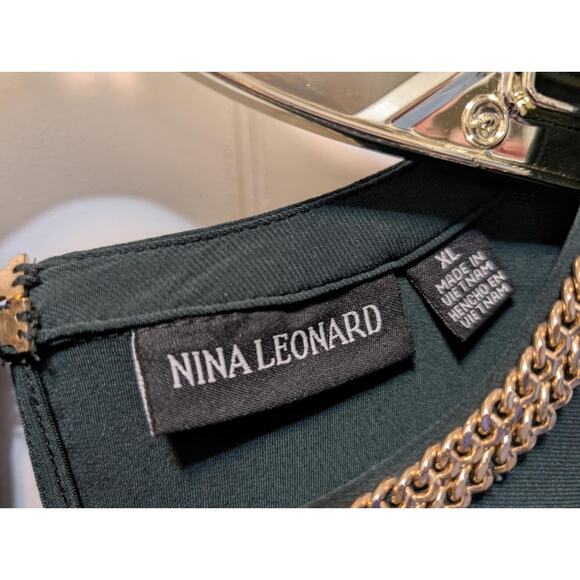 Womens XL Nina Leonard Green Sheath Dress Miracle Matte Travel Workwear Cocktail - Picture 5 of 9